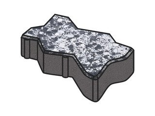 Гранитная тротуарная плитка Готика, Зигзаг/Волна Granite FINO, 60 мм, Диорит