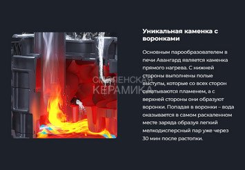 Печь чугунная для бани Технолит AVANGARD ЗК 25 (М) Ураган в сетке Тюльпан 10