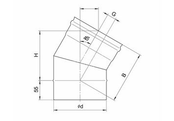 Колено угол 135° (430/0,8 мм / эмаль /600° черная) Ф150 BLACKSIDE 2