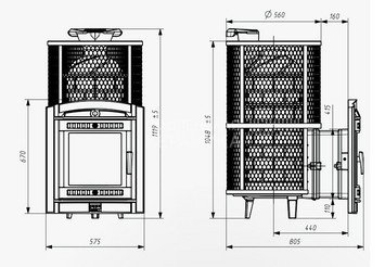 Печь банная «Атмосфера XL» сетка нержавейка с газовой горелкой 4