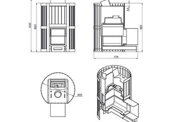 Печь чугунная для бани Везувий Ураган Ковка 22 (270) 3