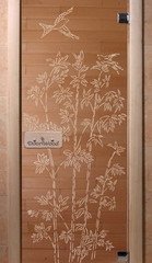 Дверь бан. DW 2000*800 кор. ольха-липа, БРОНЗА с рис. Бамбук
