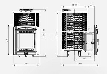 Печь банная «Атмосфера L» сетка нержавейка с газовой горелкой 4