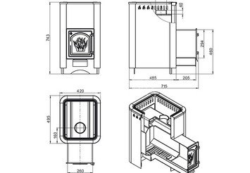 Печь банная Везувий Русичъ Антрацит 22 (ДТ-4С) 4