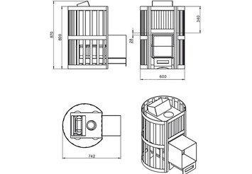 Печь чугунная для бани Везувий Ураган Ковка 16 (270) 3