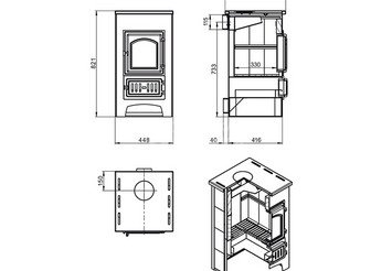 Печь-Камин ВЕЗУВИЙ ПК-01 (270) беж. 9 кВт (150 м3) Ø 115 мм 4
