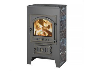 Печь-Камин ВЕЗУВИЙ ПК-01 (205) с плитой, амфиболит 12 кВт (200 м3) Ø 150 мм