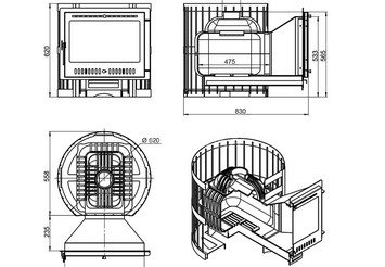 Чугунная печь для бани ЭТНА Стандарт 24 (Панорама) 