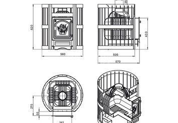 Чугунная печь для бани ЭТНА 18 (ДТ-4С) Стандарт б/в 2