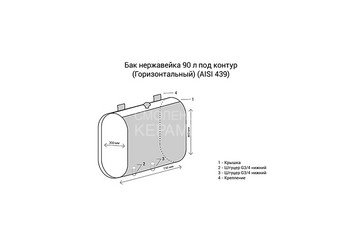 Бак нерж. 90л под контур (Горизонталь) (AISI 439) 2