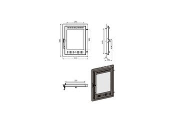 Дверка ВЕЗУВИЙ каминная 320 (М) Антрацит 2