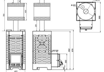 Печь для бани ASTON 20 стекло с баком на трубе 50л Ø115 (AISI 439) (круглый) 4