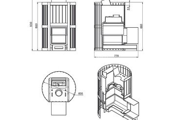Печь чугунная для бани Везувий Ураган Стандарт 22 (ДТ-4С) 3