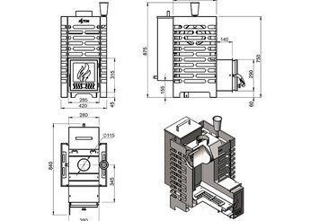 Печь для бани ASTON 16 INOX (ИНОКС) 
