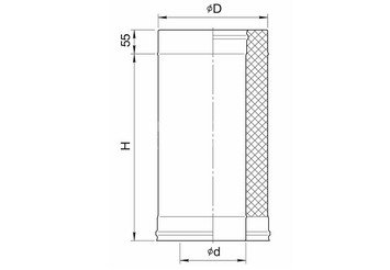 Сэндвич 0,5 м (AISI 430/0,8мм + нерж.) Ф130х200, Ferrum HF 30-50 2