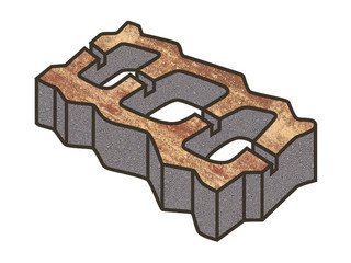 Тротуарная плитка Готика, "Газонная решетка Natur", 80 мм, клинкер