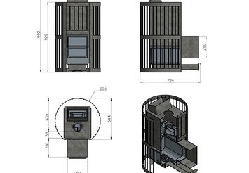 Печь чугунная для бани Везувий Ураган Ковка 28 (270) 3