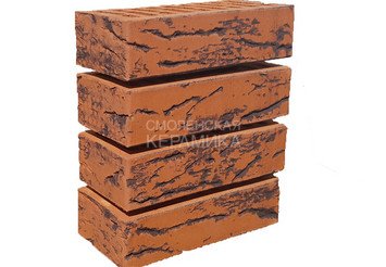 Кирпич облицовочный СТРОМА, 1НФ Лава кора дуба инкруст. 3