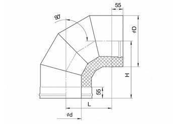 Сэндвич-колено 90° (AISI 430/0,5мм + оц.) Ф200х280, Ferrum GS 30-50 2