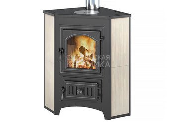 Печь-Камин ВЕЗУВИЙ ПК-01 (220) угловой беж. с конфоркой 9 кВт (150 м3) Ø 115 мм 1