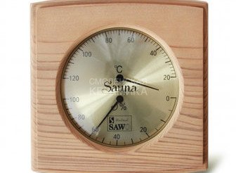 Термометр+гигрометр SAWO прямоугольный с изгибом 170х175мм кедр 285-TНD 1