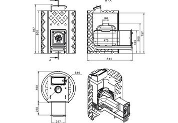 Чугунная печь для бани ЭТНА 24 (ДТ-4С) Закрытая каменка 3