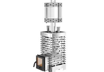 Печь для бани ASTON 20 НЕРЖ. стекло с баком на трубе 50л Ø115 (AISI 439) (круглый) 1