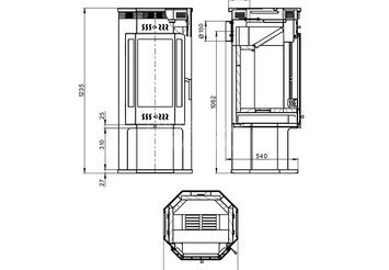 Печь-Камин ASTON 11кВт (180 м3) пристенно-угловой Ø 150мм Талькохлорит 4