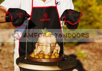 Курница 25 см керамическая для запекания курицы для тандыров Амфора 5