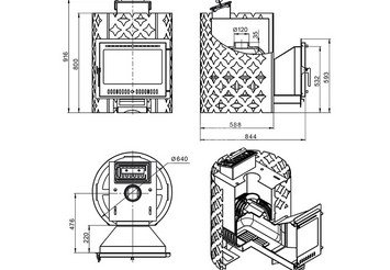 Чугунная печь для бани ЭТНА 24 (Панорама) 