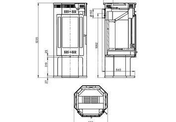 Печь-Камин ASTON 11кВт (180 м3) пристенно-угловой Ø 150мм Амфиболит 4