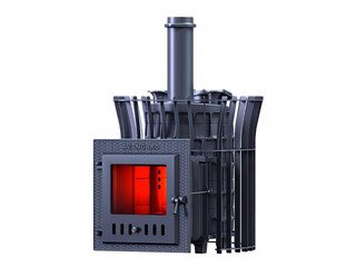 Печь чугунная для бани Технолит AVANGARD ЗК 25 (М) Ураган в сетке Тюльпан