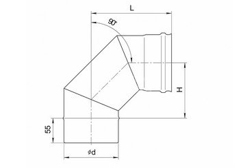 Колено угол 90° (430/1,0мм) Ф115, Ferrum HF Plus 2