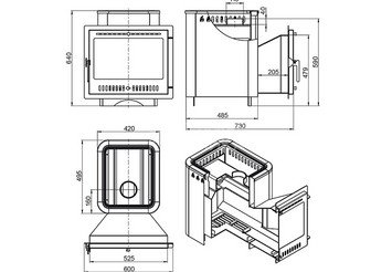 Печь ВЕЗУВИЙ Русичъ Антрацит 16 Панорама 