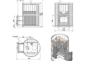 Печь для бани Эверест Ковка 24 (280) закрытая каменка 3