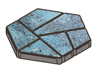 Гранитная тротуарная плитка Готика, Полигональ Granite FINO, 80 мм, Азул Бахия