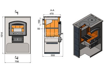 Печь-Камин ВЕЗУВИЙ ПК-03 (224) с плитой 