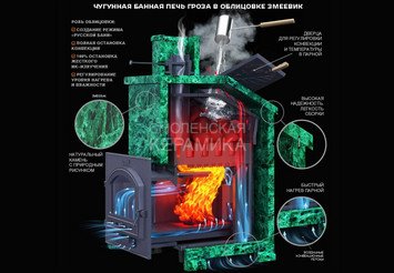 Печь банная Гефест Гроза 18 (М) в сетке 6