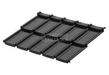 Модульная черепица AQUASYSTEM Берген PE Rooftop Бархат, Zn140, Чёрный RAL9005, 1165х765мм 2