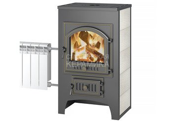 Печь-Камин ВЕЗУВИЙ ПК-01 (205) с плитой и т/о беж. 12 кВт (200 м3) Ø 150 мм 1