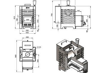 Печь для бани ASTON 12 INOX (ИНОКС) стекло 