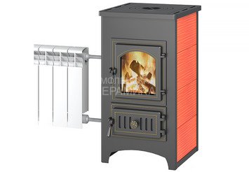 Печь-Камин ВЕЗУВИЙ ПК-01 (270) с плитой и т/о красн. 9 кВт (150 м3) Ø 115 мм 1
