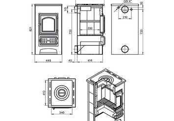 Печь-Камин ВЕЗУВИЙ ПК-01 (270) с плитой и т/о красн. 9 кВт (150 м3) Ø 115 мм 4