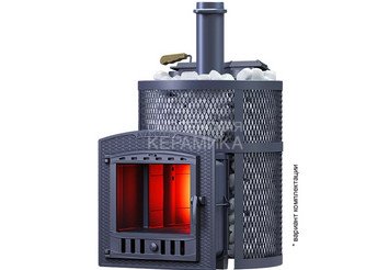 Печь чугунная для бани Технолит AVANGARD ЗК 35 (П2) Ураган круглая сетка 2
