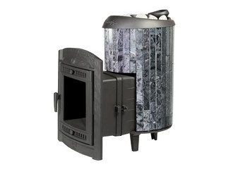 Печь банная "Атмосфера L" в ламелях "Пироксенит" наборный рисунок