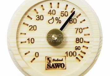Гигрометр SAWO круглый с гравировкой 100х19мм, осина 102-НА 1