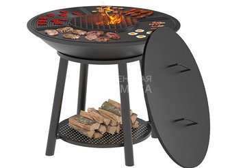 Чугунный Fantastic Grill Везувий Ø 1000 Престиж (чаша+подставка престиж+плита Gurman Ø1000+крышка) 1