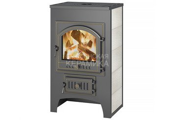 Печь-Камин ВЕЗУВИЙ ПК-01 (205) с плитой беж. 12 кВт (200 м3) Ø 150 мм 1