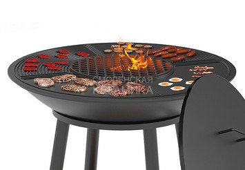 Чугунный Fantastic Grill Везувий Ø 1000 Престиж (чаша+подставка престиж+плита Gurman Ø1000+крышка) 2