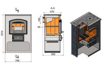 Печь-Камин ВЕЗУВИЙ ПК-03 (224) с плитой 
